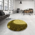 thumbnail image 4 of Ahgly Company Tapis Rond Lavable en Machine Intérieur Transitionnel Brun Doré Jaune, 6 Pieds Rond, 4 of 7