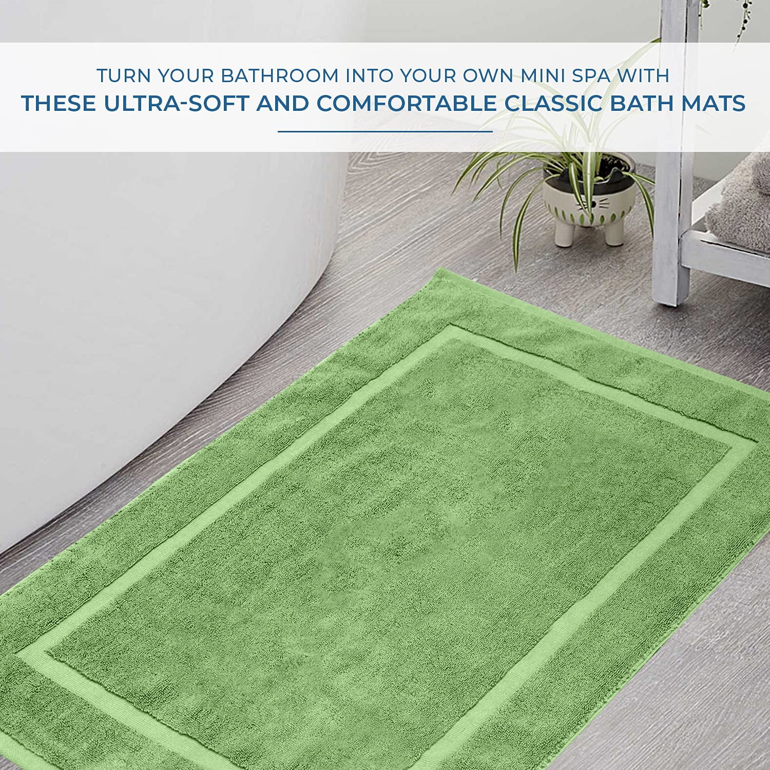 Dan River Green Bath Mat Classic Set 2 piece 21x34 in Soft Quick Drying Cotton Bathroom Rugs