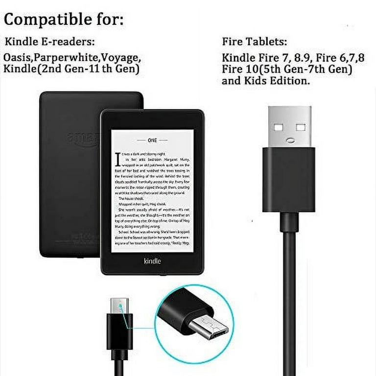 2Pack-Kindle Replacement Micro USB Cable, 10 Ft Extra Long Charger Cord  Compatible for Kindle Fire HD, HDX 6 7 8.9 9.7, Fire 6 7 8 10(1st-8th  Gen)