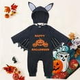 thumbnail image 2 of mgoYE Baby Boy Girl Outfit Halloween Clothes Skeleton Print Uniform Bat Clothes Romper with Hat Long|Orange 18-24 Months, 2 of 9
