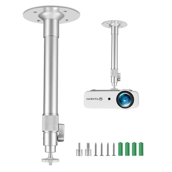 VANKYO Universal Extending Projector Ceiling Mount with Height Extendable Length 11.8" - 19.7" Adjustable 360°Angle Rotatable Drop Ceiling Projector Mount, Compatiable with VANKYO Leisure 3