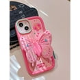 thumbnail image 2 of Pink Butterfly Phone Case Compatible with iPhone 14 Pro, Cute 3D Korea Dopamine Butterfly Case with Butterfly Wings Folding Stand Shockproof Silicone Soft Case, 2 of 7