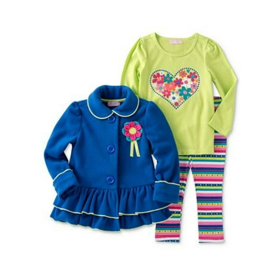 Kids Headquarters Infant Girl Set Heart Shirt Leggings Fleece Jacket Set 24m