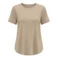 thumbnail image 5 of Inverlee Womens Open Back Athletic T-Shirts Short Sleeve Crewneck Workout Tops Breathable Moisture-Wicking Fabric Tees Gym Running Yoga Activewear Beige M, 5 of 9