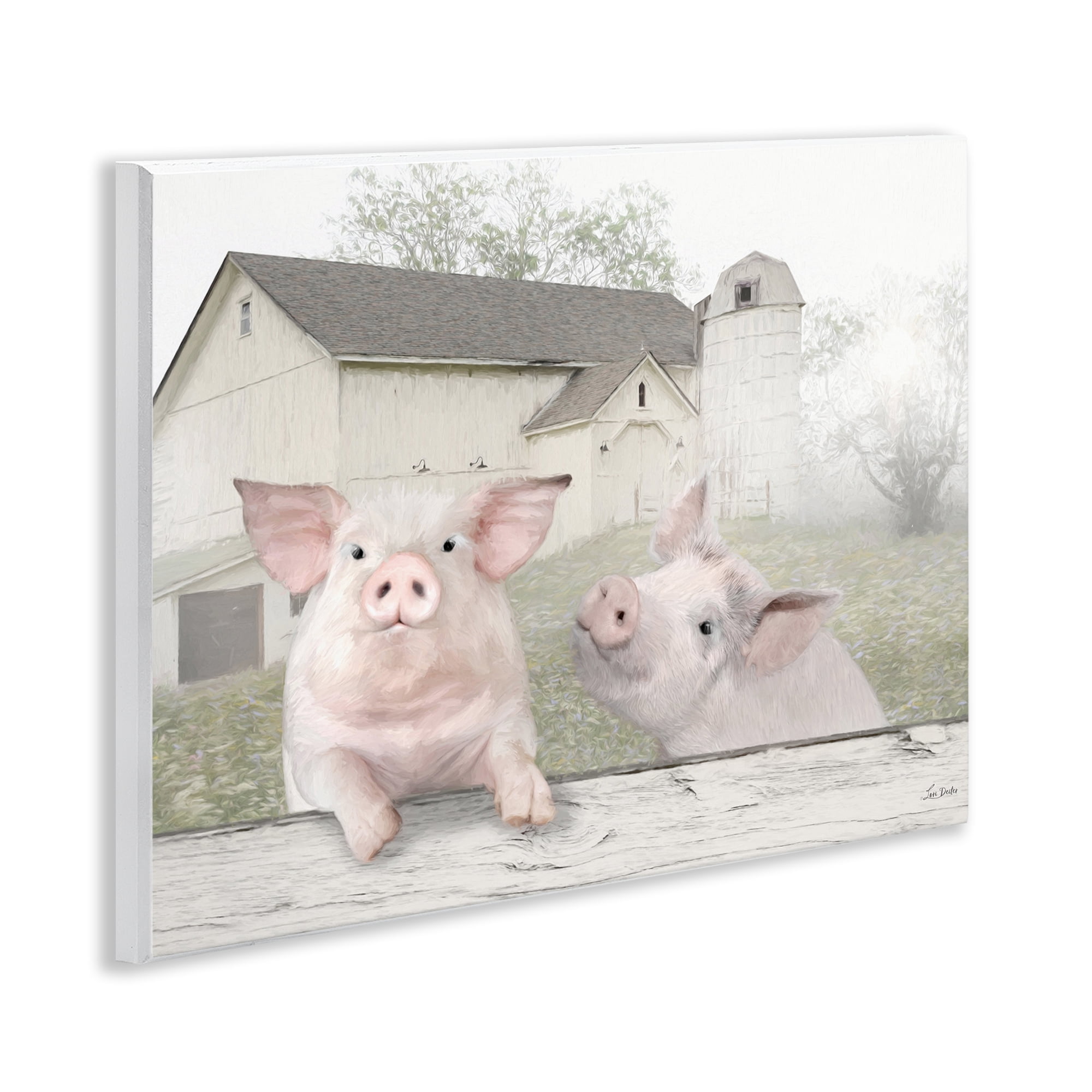 Stupell Industries Piglets Farm Scenery Animals & Insects Painting Unframed Art Print Wall Art, 14 x 11