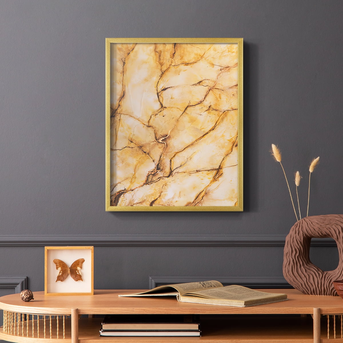 Yellow Marble I Framed Print - Solid Wood in Single Picture Frame Solid Wood 2 Framed Print