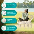 thumbnail image 2 of Hammock Chair, Handmade Knitted Hanging Chair with Medium Cushion, Hanging Cotton Rope Hammock Swing Chair for Indoor/Outdoor Home Bedroom, Yard, Patio, 2 of 7