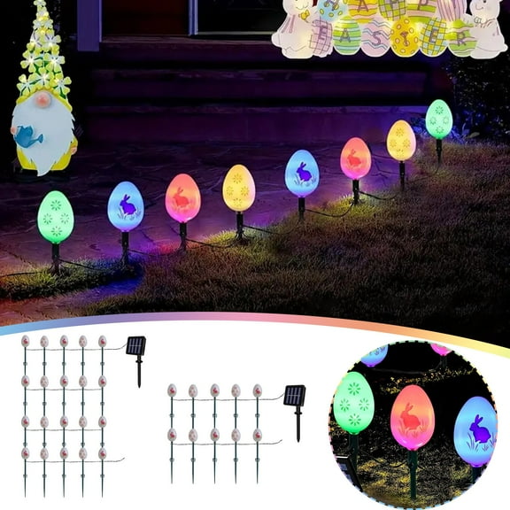 Lwlmwt Easter Outdoor Decorations,Easter Egg Solar-powered Light String with LED Bulbs,Easter String Lights,for Easter Festival Garden Party Decor
