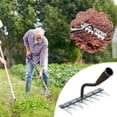 thumbnail image 4 of Iron Weeding Rake 5/6/7/8 Teeth Carbon Steel Garden Weeder Rakes, Iron Rake for Yard Lawn and Garden, Garden Tools for Weedings 8 teeth&Wooden handle, 4 of 6