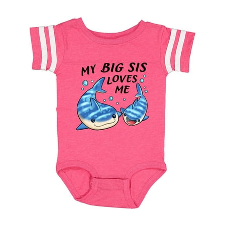 

Inktastic My Big Sis Loves Me- whale shark Gift Baby Boy or Baby Girl Bodysuit