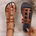 thumbnail image 2 of Sandalias de Playa Negras para las Mujeres Hebilla de Metal Cuero Patente Hueco Fuera Mochilas Planas Verano, Sandalias Planas Negras para las Mujeres, 2 of 7