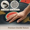thumbnail image 6 of ODIKA 3'x5' Washable Throw Rug Music Record Vintage Disc Sound Motifs Round Cd Shape Retro Vinyl Refined for Entryway, Kitchen, Mudroom, Stain Resistant, Low Profile, Non-Slip, 6 of 7