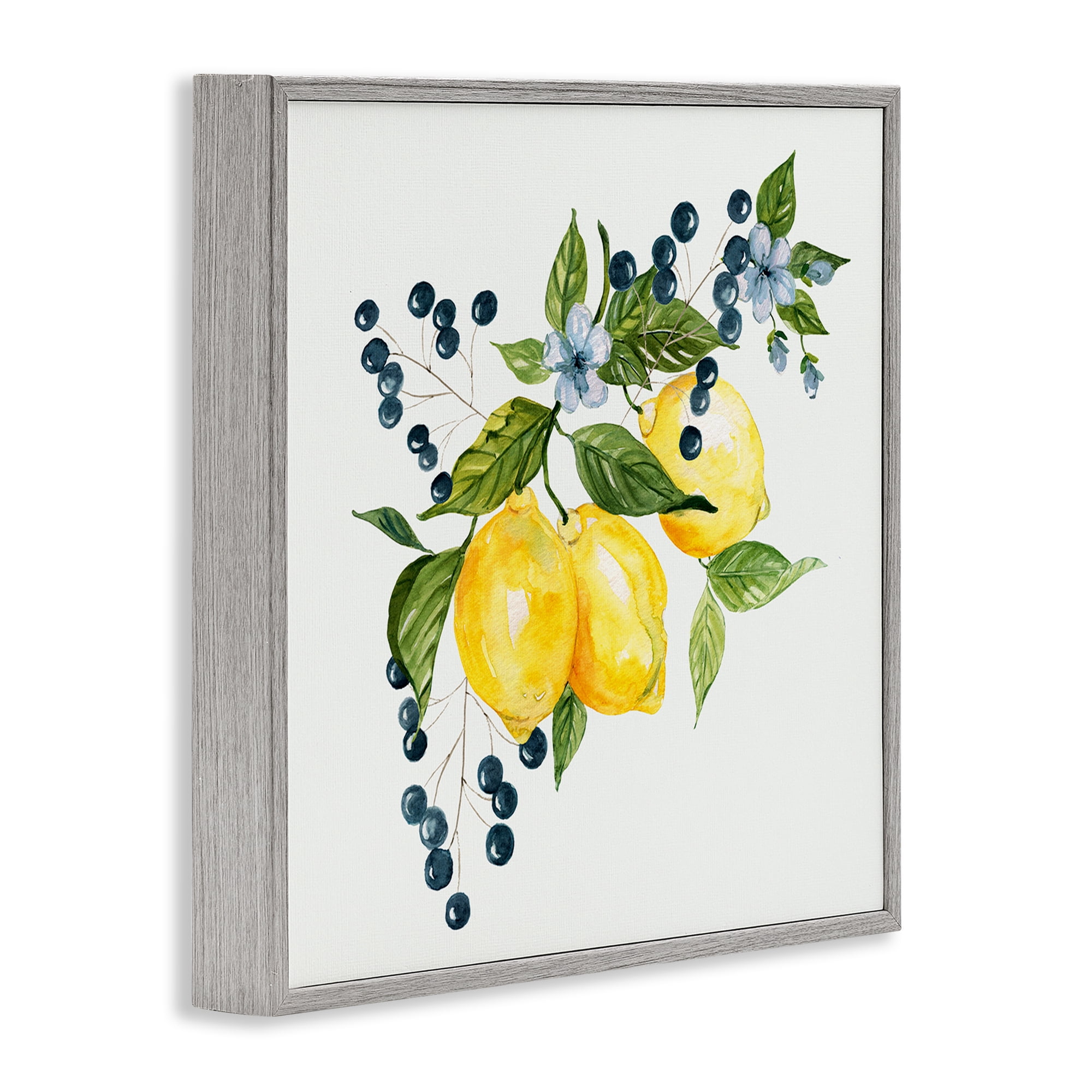 Stupell Industries Lemon Branch with Berries Gray Framed Giclee Art, design by Livi Finn