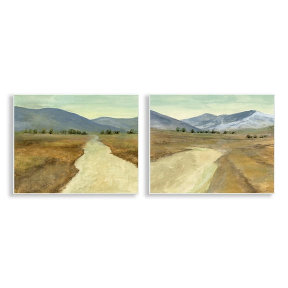 Stupell Industries Barren Desert Path Landscape & Nature Painting Unframed Art Print Wall Art, 14 x 11, Set of 2