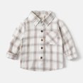 thumbnail image 2 of JUMEYU Toddler Long Sleeve Shirt Boy Toddler Boys Flannel Plaid Shirt Jacket Long Sleeve Lapel Button Down Pocketed Shirts Regular Fit Casual Fall Coat 1T 2T (Light Gray,1-2 Years), 2 of 9