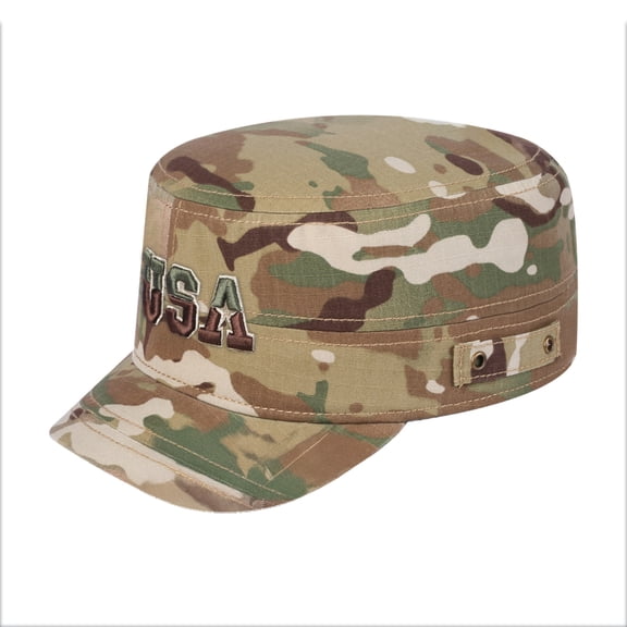 Unisex Embroidered The USA, Military Hat, Khaki Camo/Khaki Camo, Adjustable Fit