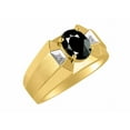 thumbnail image 3 of RYLOS Men's Rings 14K Yellow Gold Rings Classic Designer  9X7MM Oval Gemstone &  Sparkling Diamond Ring Onyx October Birthstone Ring Size 8, 3 of 7