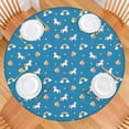 thumbnail image 2 of Blue Cartoon Unicorn Rainbow Cloud Star Balloon Round Fitted Tablecloth with Elastic Edge,Dining Table Cover Waterproof,Outdoor Round Tablecloth for Camping,Dining,Indoor and Outdoor, 2 of 7