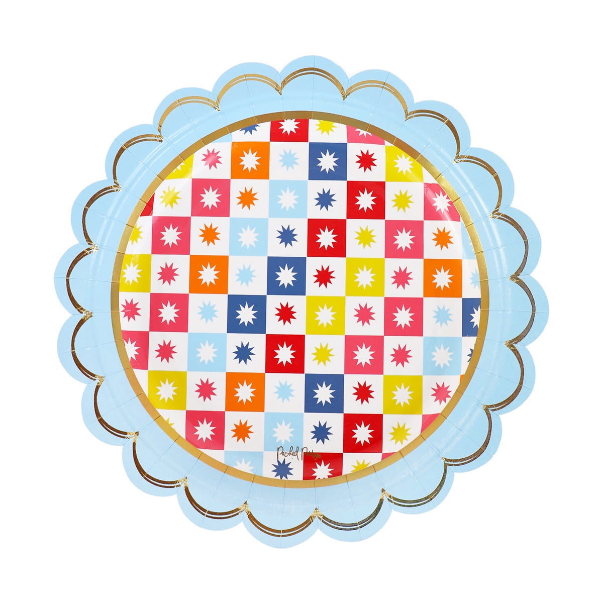 (4 pack) Packed Party "Check It Out" Multicolor 9" Dinner Plates, 10 CT