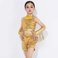 thumbnail image 5 of Mercatoo Kids Girls Sparkly Sequins Latin Outfit Crop Tops Shorts with Gloves 3 Piece Modern Jazz Cha Cha Dance Clothes Set, 5 of 8