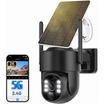 Solar Camera Outdoor Wireless, 2K Solar Outdoor Cameras for Home Security, Battery Powered Wire-Free 5g WiFi Camera, 360° View PTZ, Motion Detection Alerts, Spotlight Siren Alarm, Color Night Vision