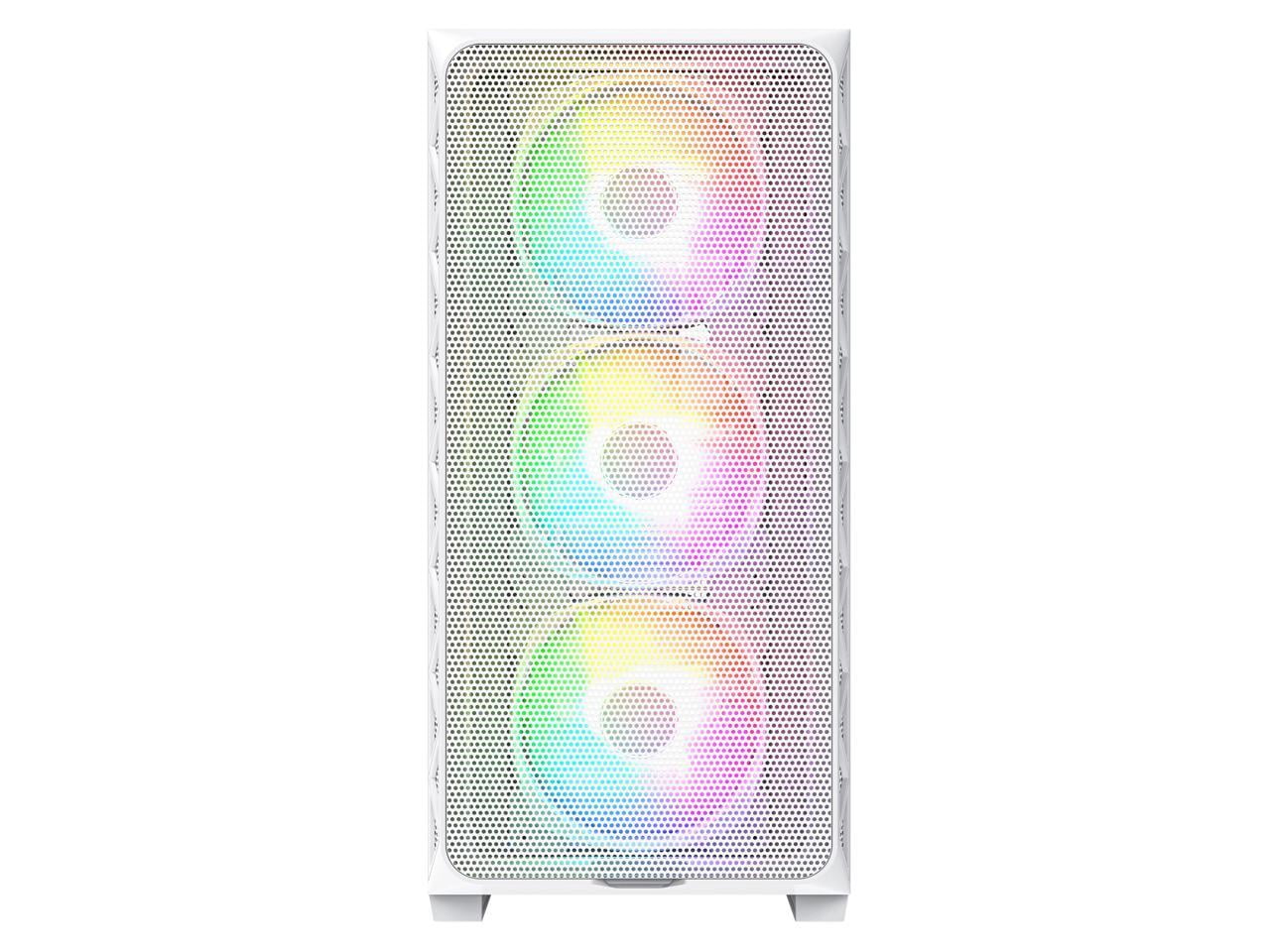 Montech AIR 903 MAX, E-ATX Mid Tower Case, High Airflow, 3x 140mm ARGB PWM & 1x 140mm PWM Fans Pre-installed, Tempered Glass Side Panel, Mesh Front, TYPE-C, Support 4090 GPUs, White