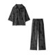 thumbnail image 3 of HH TRAF 2024 Traje femenino de manga larga con botonadura sencilla, cuello vuelto, camisa holgada con estampado + pantalón largo con lazo y cintura alta con cordones para mujer, 3 of 5