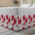 thumbnail image 1 of Umbrella Bed Skirt, Japanese Art Pattern with Circular Style Floral Ornamental Objects, Elastic Bedskirt Dust Ruffle Wrap Around for Bedding Decor, 4 Sizes, Dark Pink Grey and White, by Ambesonne, 1 of 2