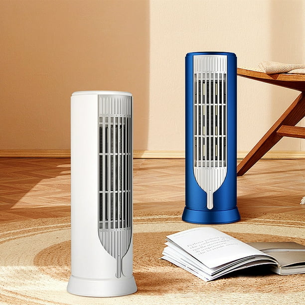 Calefactor cerámico vertical - 1000W calentamiento rápido, 2 modos, protección contra sobrecalentamiento y volcamientos, silencioso 36dB para oficina en casa, blanco o azul
