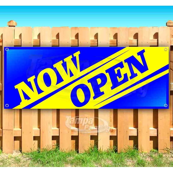 Now Open 13 oz Vinyl Banner With Metal Grommets