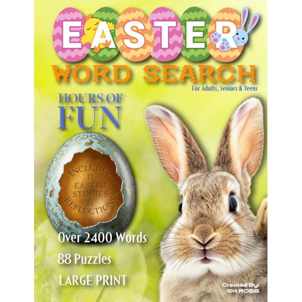 Libro de sopa de letras de Pascua en letra grande para adultos y adolescentes