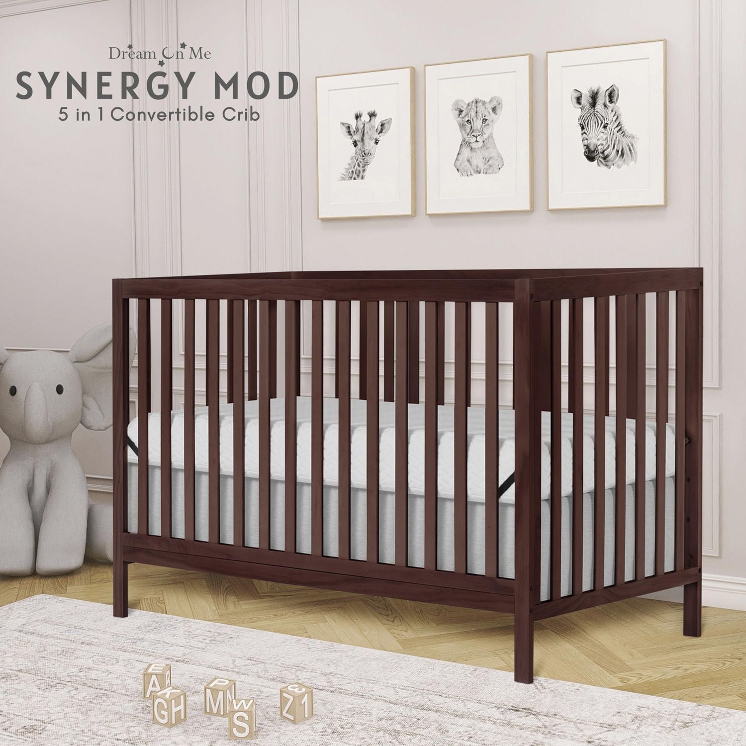 Berceau Dream On Me Synergy MOD, fabriqué en bois de pin durable de Nouvelle-Zélande Lit d'enfant transformable