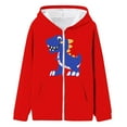 thumbnail image 1 of Manteaux et Vêtements d'Extérieur pour Filles à Imprimé Dinosaure, à Capuche, à Fermeture Éclair, Douillets, d'Hiver, Rouges, Mignons, Hauts d'Automne pour Adolescentes, 3-4 Ans, 1 of 4