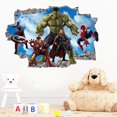 thumbnail image 4 of 3D Avengers Breaking Through Wall Sticker 3D Hulk Captain America Children Boys Wall Decals Peel and Stickers for Walls Bedroom Living Room Home D�cor(15.7X23.7) Inch, 4 of 5