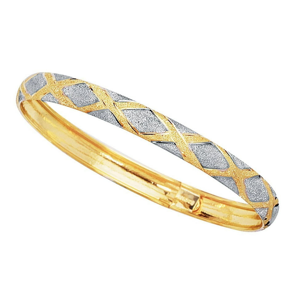 Jewelry Affairs - 10k Yellow And White Gold High Polished Flex Bangle ...