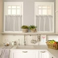 thumbnail image 2 of Ivory White Tier Curtains 24 Inch Length - 2 Panels, Rod Pocket Curtain Panels, Modern Pure Ivory White Window Treatment for Bedroom/Kitchen/Bathroom Small Windows, 55W x 24L Inch, 2 of 5
