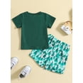 thumbnail image 3 of Infant Baby Boys Summer Shorts Outfit Green Short Sleeve O Neck Tops Tree Print Shorts Sets, 3 of 9