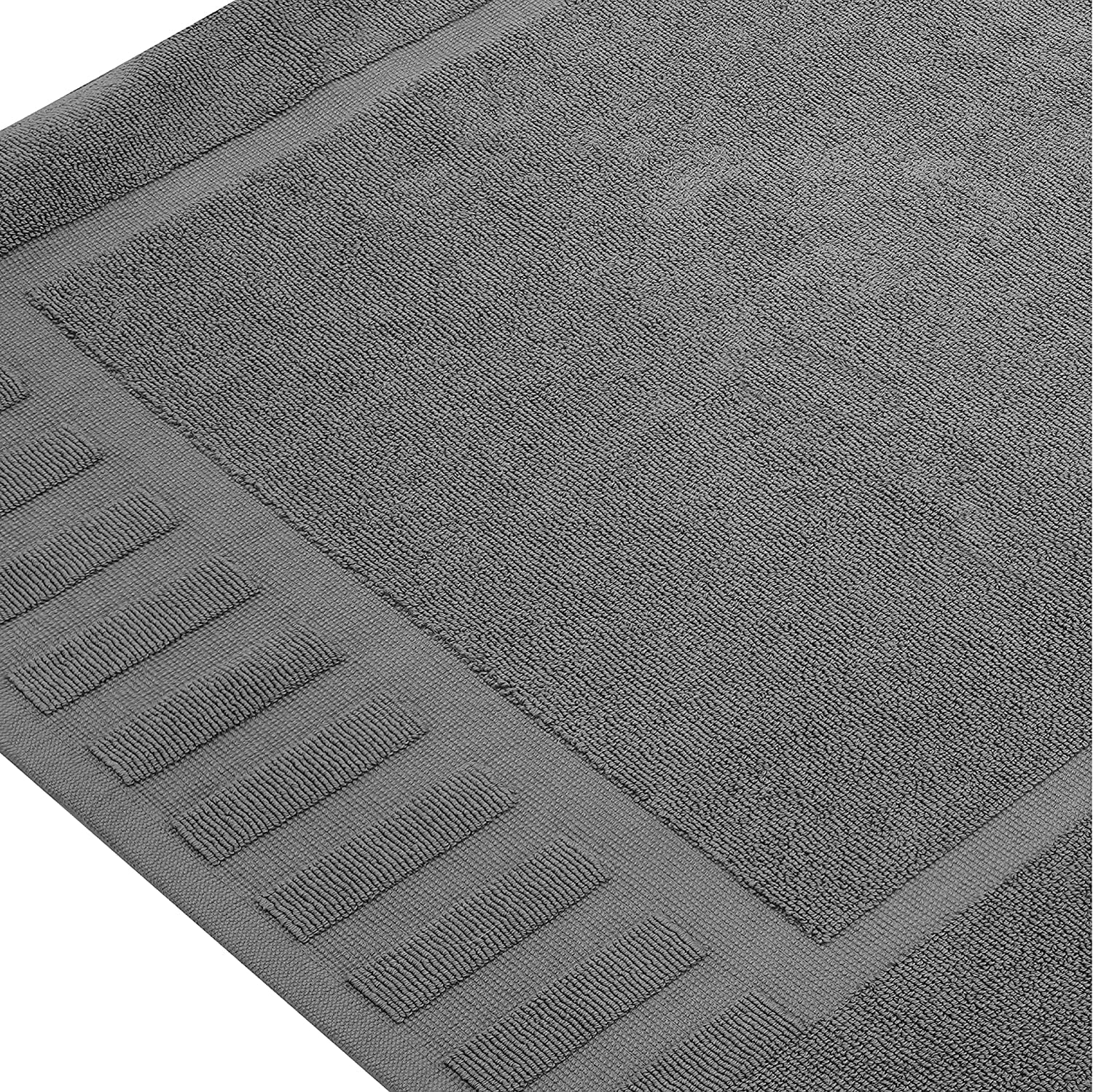 White Classic Hotel Collection Absorbent Cotton Bath Mats, Spa Reversible Floor Towels, not a Bathroom Rug, Gray, 22 x 34, 2 Pack