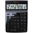 thumbnail image 1 of Multifunction Large Screen Calculator 12-bit Digital HD Display Protection Eye Solar Button Battery Double Insurance Financial Calculator Practical Gift (Color : Gold)-Black, 1 of 1