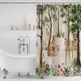 thumbnail image 3 of Spring Forest Animals Shower Curtain, Waterproof Shower Curtains for Bathroom, Floral Botanical Trees Linen Washable Fabric Bathtub Curtain Set Bath Decor with 12 Hooks Long 72"x84", 3 of 8