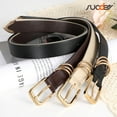 thumbnail image 5 of SUOSDEY 3 Pack Women's Leather Belts for Jeans Dress Pants Fashion Ladies Leather Belts with Gold Buckle, 5 of 7