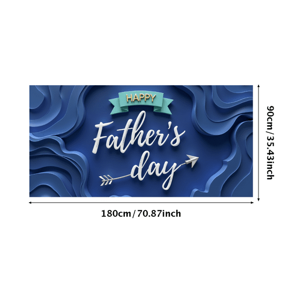 Decorative Design Happy Father's Day Banner Polyester Material Celebration Banner Blue Theme for Father's Day Holiday Indoor Decoration