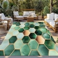 thumbnail image 3 of Outdoor Rug 5x7 ft Dark&nbsp;Green Marble Waterproof Outdoor Patio Rug Mat Non Slip Outside Area Rugs Carpet for RV,Camping,Porch,Deck,Pool,Balconybackyard,Gold Hexagon Geometric Modern Pattern, 3 of 9