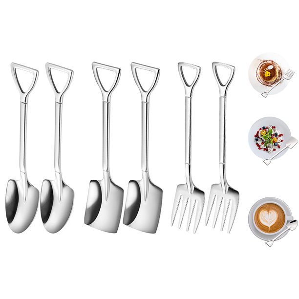 Cuchara de café con leche de acero inoxidable de 6 uds, juego de cuchara y tenedor de pala, cuchara de helado, postre, té, cuchara de azúcar, tenedor de fruta oso de fresa Electrónica
