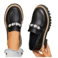 thumbnail image 5 of Miluxas Chunky Loafers for Women Platform Slip on Comfortable Dressy Shoes Platform Round Toe Loafers office Work Business Leather Shoes Black 9.5(43), 5 of 9