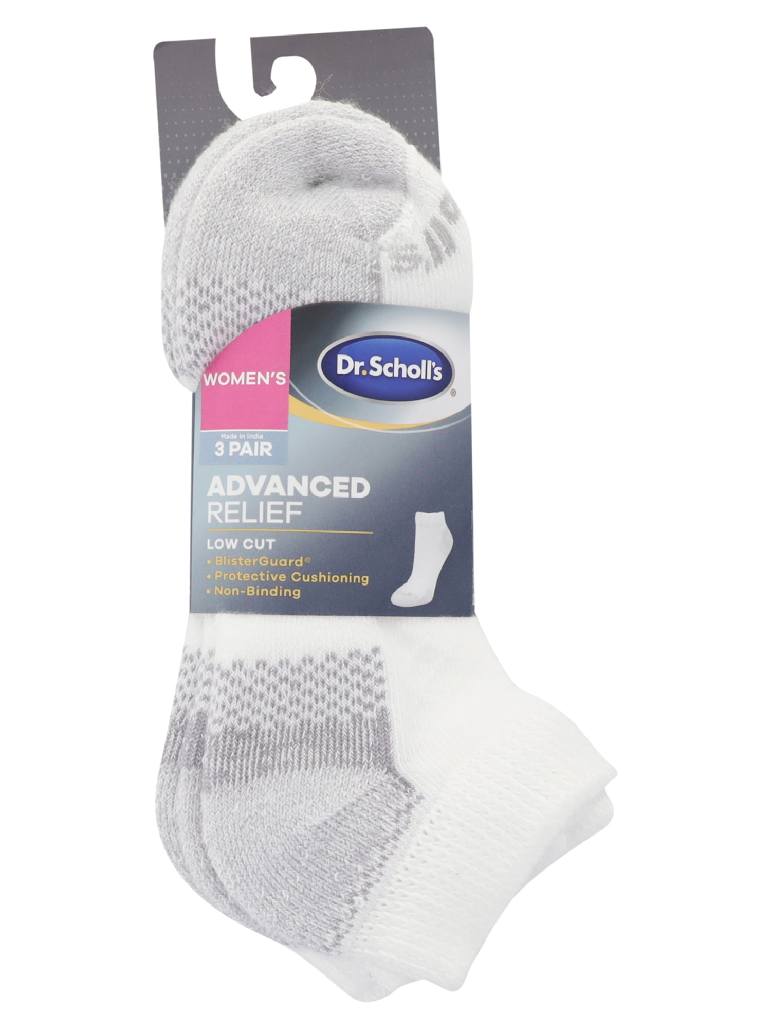 Dr. Scholl's Women's Advanced Relief Blister Guard Low Cut Socks, 3 Pack