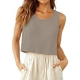 thumbnail image 3 of Helii Women's 20% Linen 80% Cotton Crop Tank Top – Loose Fit Sleeveless Summer Top, Breathable Lightweight Linen Blend Camisole, Casual Relaxed Tank for Women S-XXL Dark Gray,S, 3 of 8