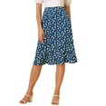 thumbnail image 1 of Unique Bargains Women's Floral Prints Ruffle Hem Elastic Waist Split Midi Skirt, 1 of 7