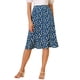 thumbnail image 1 of Faldas midi florales para mujer Inspire Chic, con volantes, cintura alta, fluida, en línea A, con abertura, longitud a la rodilla, color azul, 1 of 7