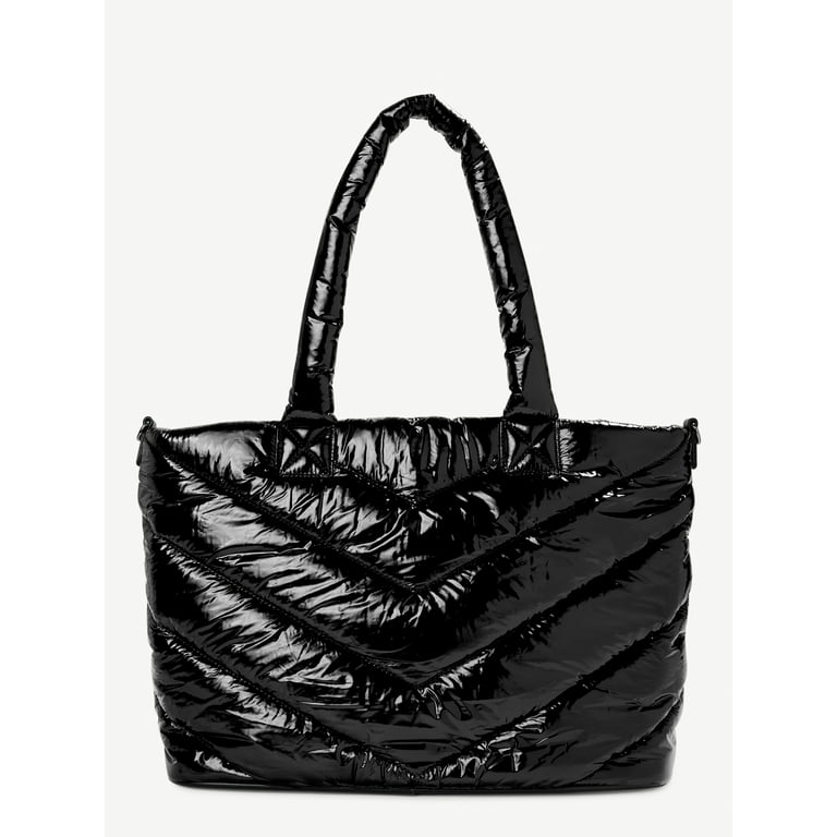 Luxury women's bags - Black tote bag with star-shaped stitching